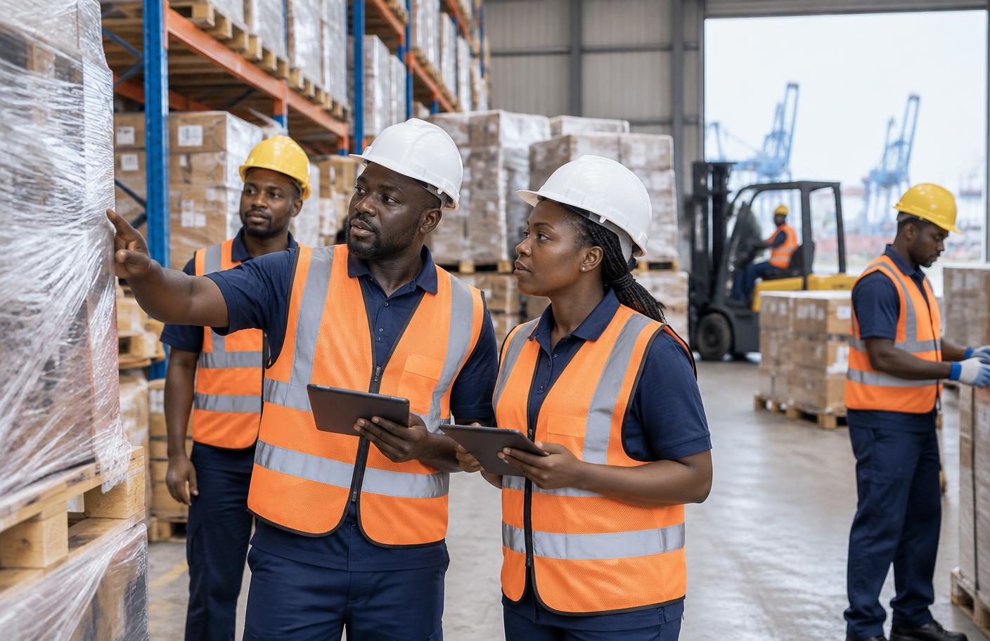 Chricel Logistics professionals inspecting warehoused cargo